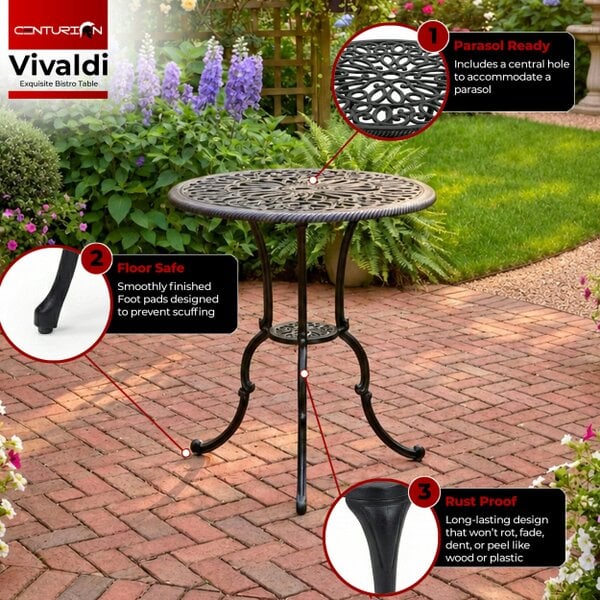 Centurion Supports VIVALDI Black Garden & Patio Cast Aluminium Bistro Table