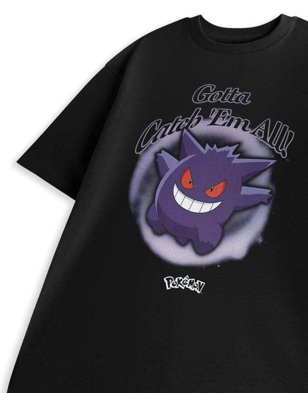 Pokemon Mens Black Gengar Short Sleeved T-Shirt