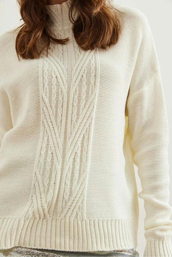 Hoxton Gal High-Neck Cable Knit Sweater