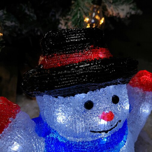 Samuel Alexander 27cm Battery Operated LED Light up Acrylic Christmas Snowman Decoration