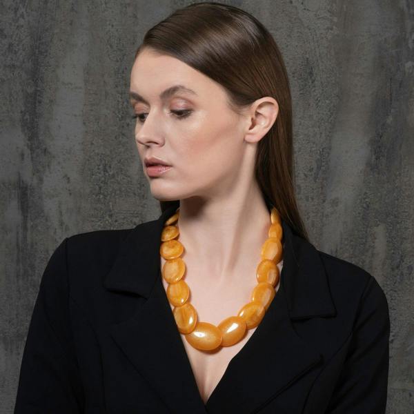 Long Yellow Chunky Statement Necklace for Women - namana.london