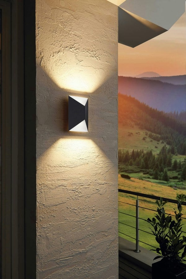 EGLO Predazzo 2-Light LED Exterior Wall Light In Anthracite And White