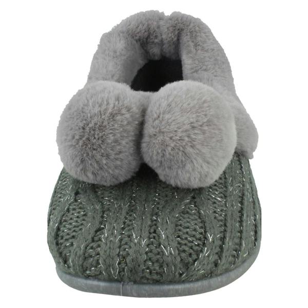 Rose Bank Ladies Rose Bank Memory Foam Knitted Pom Pom Slippers Chloe