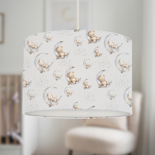 Big Little Bedrooms Bedtime for Bunny and Bear Lampshade, Grey