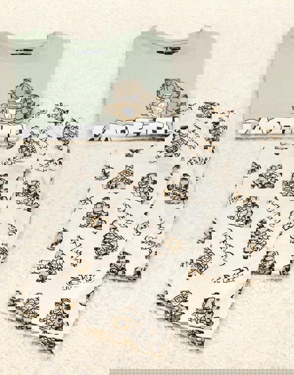 Garfield Womens Green All-Over Print Short Sleeve Long Leg Pyjama Set