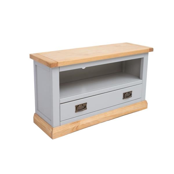 Cabinet Bits Bomporto Light Grey 1 Drawer TV Cabinet Brass Drop Handle