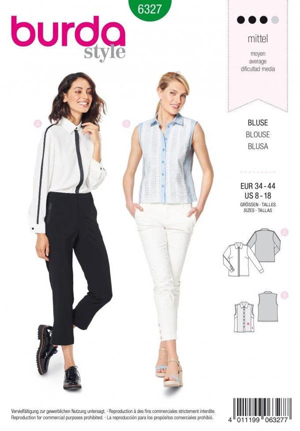 Burda Sewing Pattern 6327 Shirts For Women, 8 to 18 - Intermediate