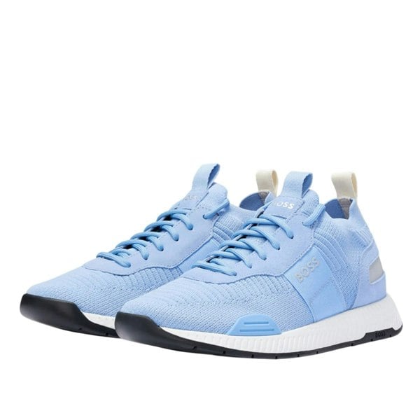 Boss Mens Titanium Suede Panel Running Trainers - Light Blue