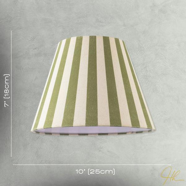 Olive Green and Oatmeal Linen Striped Coolie Shade with Cotton Inner Image 7