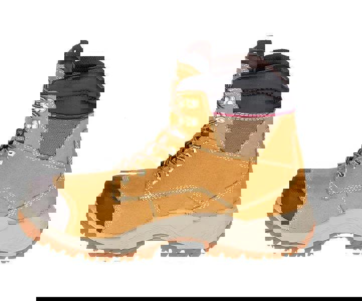 Caterpillar Spiro Mens Steel Toe/Midsole S3 Work Safety Boots, tan and black high-cut safety boots with reinforced toe cap and cushioned ankle support