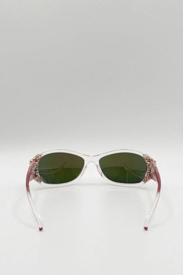 Vintage Wrap Around With Butterfly Detail Sunglasses in Pink Multi - svnx