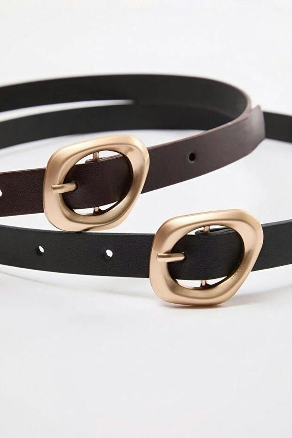 WOVCOR Double Pack Asymmetric Buckle Women's Belt