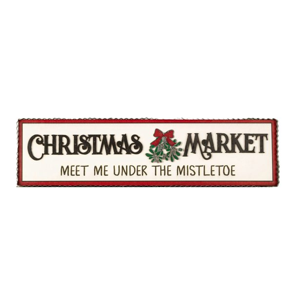 Samuel Alexander 82cm White Wooden Christmas Market Hanging Sign
