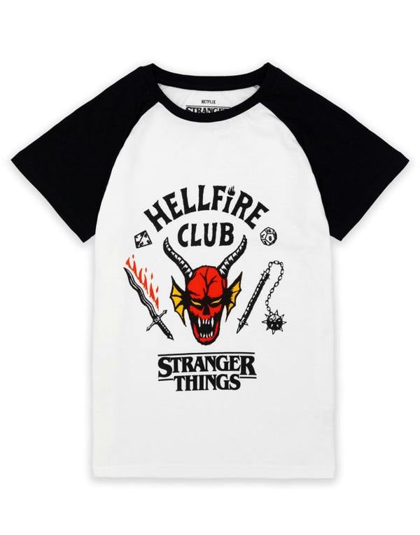 Stranger Things Unisex Kids White Hellfire Club Short Sleeved T-Shirt