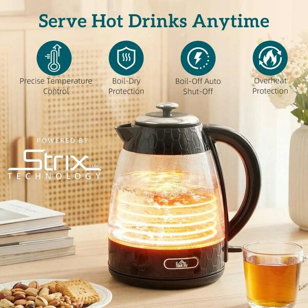 Kettle and Toaster Set, 1.7L 3000W Rapid Kettle with Strix Thermostat, 4 Slice Toaster with 7 Browning Controls, Black