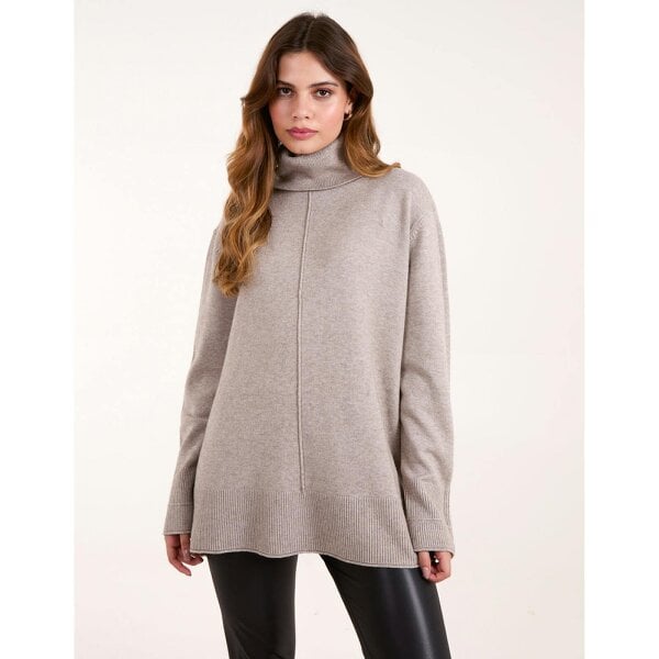 Blue Vanilla Roll Neck Jumper With Front Seam Detail