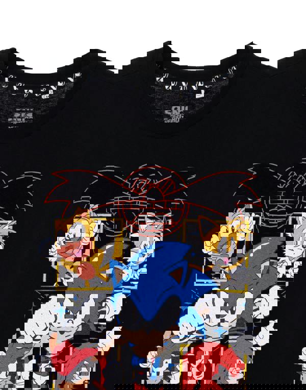 Sonic the Hedgehog Mens Black Japanese Comic Short Sleeved T-Shirt