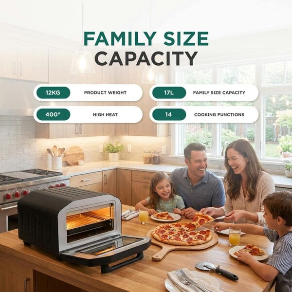 DMD Collective Electric Pizza Oven & Air Fryer Combo 17L – 400°C Indoor Countertop Oven, Fits 12" Pizza