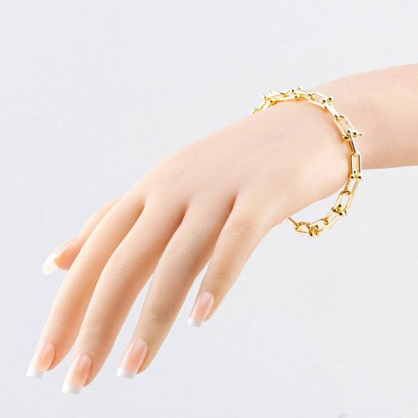 T. H. Baker 9ct Yellow Gold 7.5 Inch Fancy Bar Ball Chain Bracelet HBGT-850-9Y-7.5