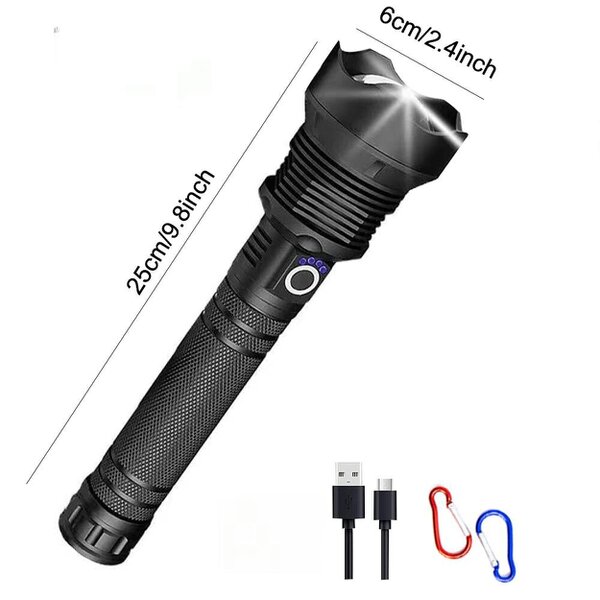 Havendro Super Bright Powerful LED Flashlight Torch P90 Light Chip Rechargeable Zoomable