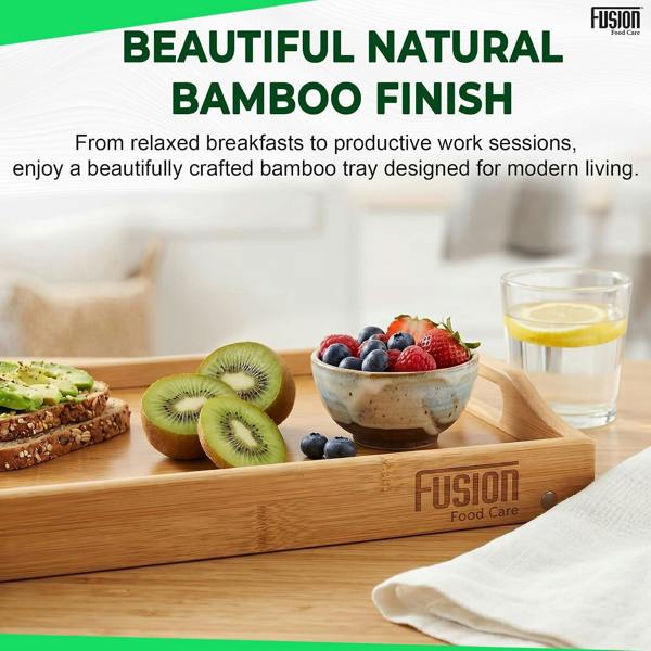 Fusion Food Care Bamboo Bed Tray Table with Foldable Legs And Handles Breakfast Tray for Sofa Bed Platters Lap Tray