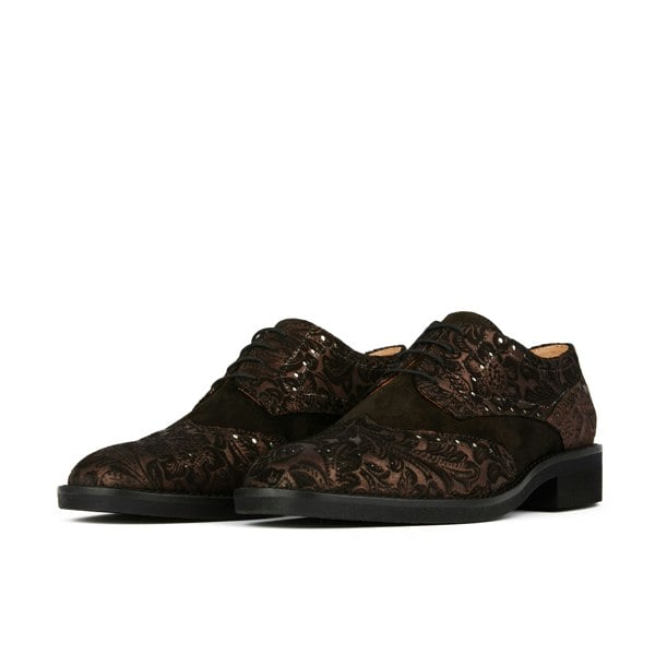 Embassy London Eton - Burgundy Emboss - Women's square toe leather lace-up with classic broguing