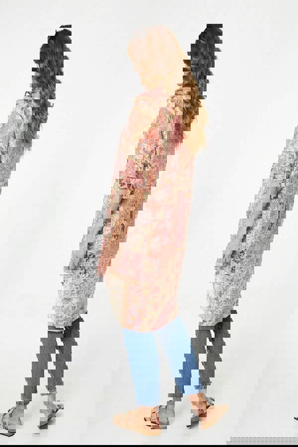 Pink | Printed Long Sleeve Longline Shirt