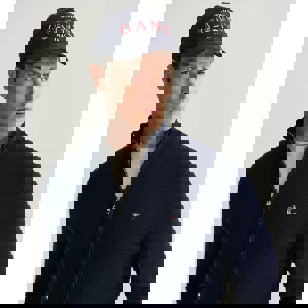 GANT Mens Casual Cotton Zip Cardigan - 433 Evening Blue