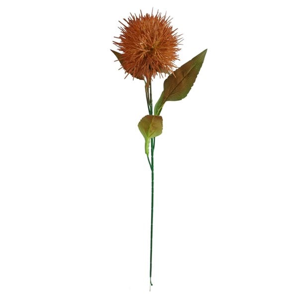 Leaf Pack of 6 x 70cm Globe Thistle Yellow Ball Artificial Flower Stem