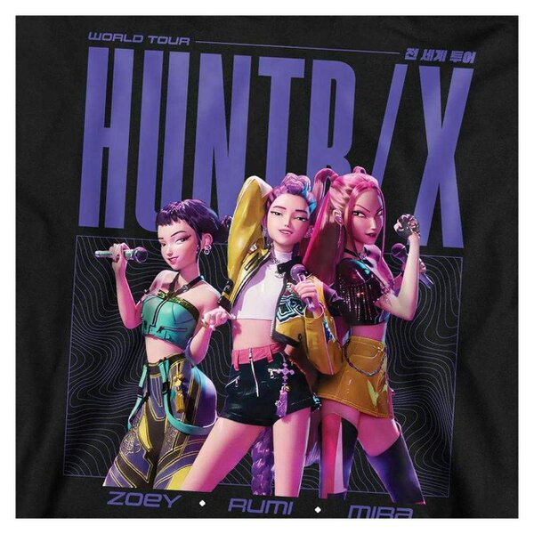 K-Pop Demon Hunters Unisex Adult Huntrix Honmoon World Tour Poster Sweatshirt - Black