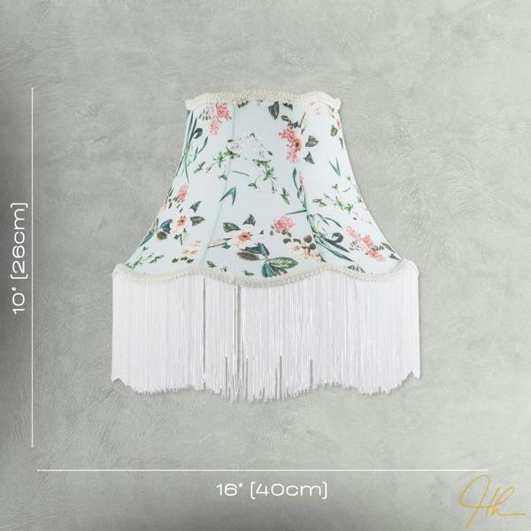Victorian Styled Vintage Lamp Shade with Green and Blue Floral Decor Image 7