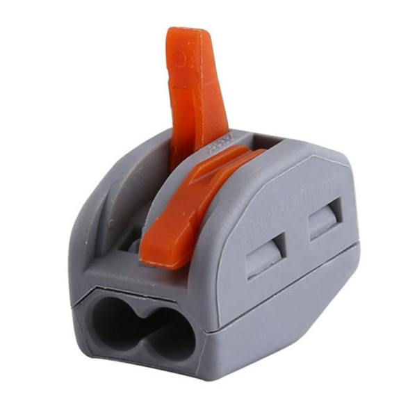 ENER-J 2-Way Spring Terminal Block Reusable Electric Cable Wire Connector 100 Pcs