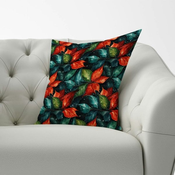 Warren Reed Christmas Watercolour Holly Leaf Cushions