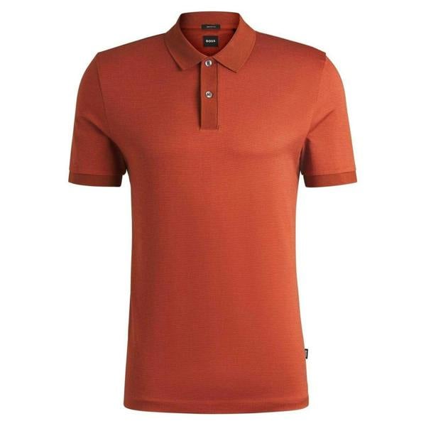 Boss Mens Parlay Technical Polo Shirt - Dark Orange - 