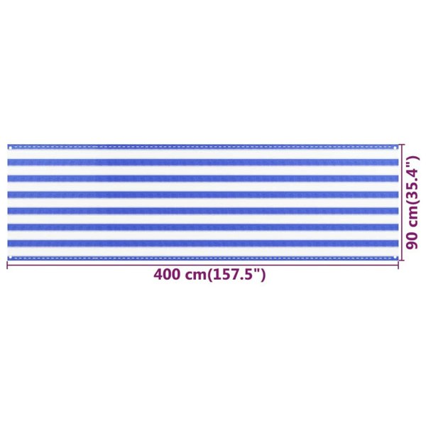 Berkfield Balcony Screen Blue and White 90x400 cm HDPE