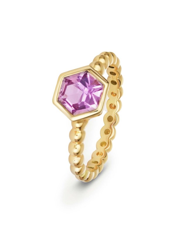 Gemdaia Pink Sapphire Hex Ring