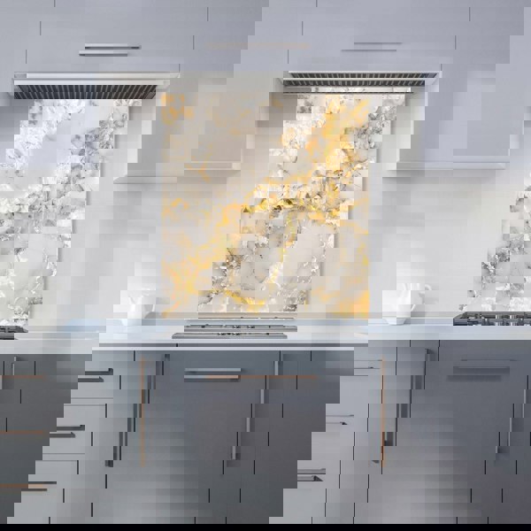 Warren Reed - Designer Gold And White Quartz Effect Kitchen Splashback