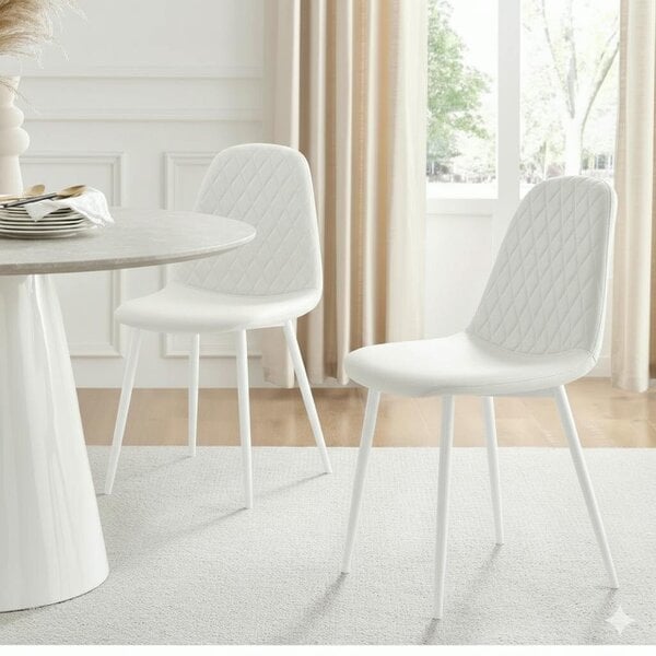 Kosy Koala Dining Table Set With 4 White Gem Pattern Chairs Modern Kitchen Dining Room Furniture