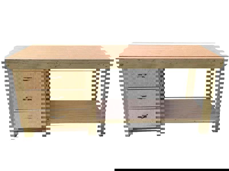 Arbor Garden Solutions Wooden Eucalyptus top tool cabinet workbench with storage shelf (V.7)