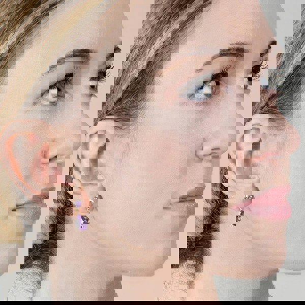 25392 Classic Pear Amethyst Drop Earrings in 9ct Yellow Gold 2