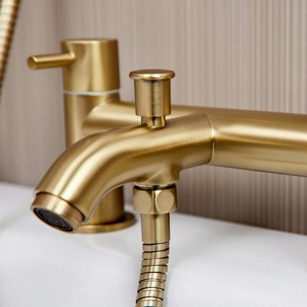 Flode Kumla | Bath Shower Mixer | Including Handset and Holder | Brushed Brass