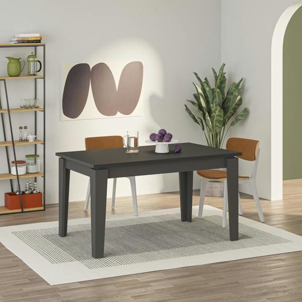Decortie Tolmen Dining Table Rectangular Extendable Table Up to 6 Seater Contemporary Kitchen Table 140Wcm Living Room, Anthracite