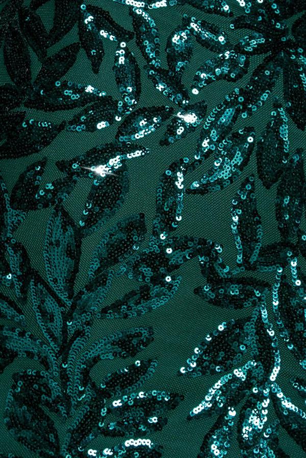 Sequin Leaf Long Sleeve Maxi Dress - Emerald Green DR4359