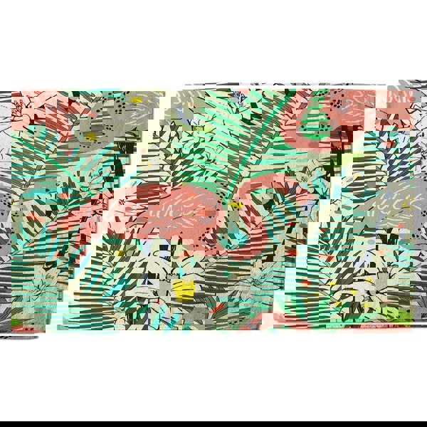 Benjamin Tate Design Abstract Flamingos with palm leaves (Bath Towel)