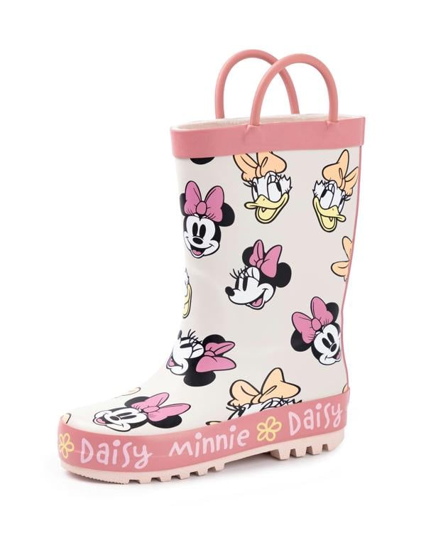 Disney Girls Pink Minnie And Daisy Wellington Boots with Handles