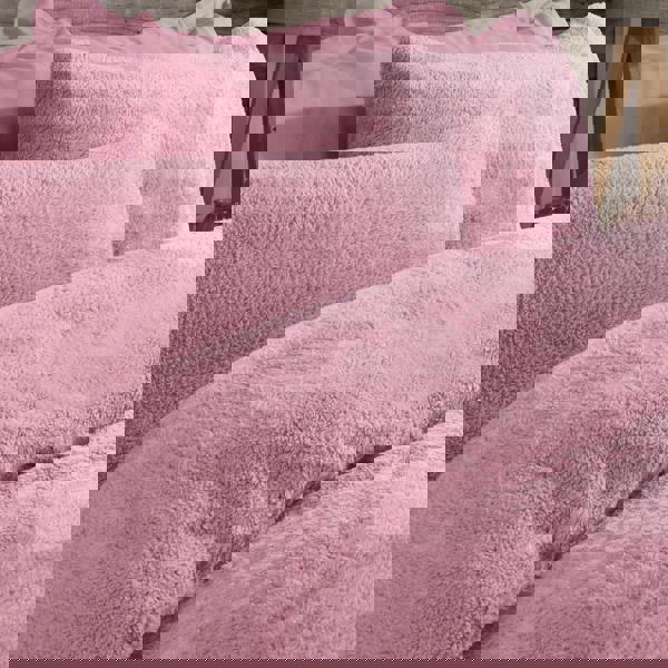 Teddy Plain Duvet Cover and Pillowcase Set - Mauve