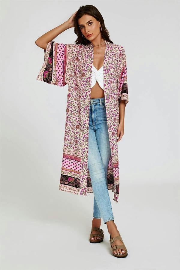 FS Collection Relaxed Cotton Kimono In Pink