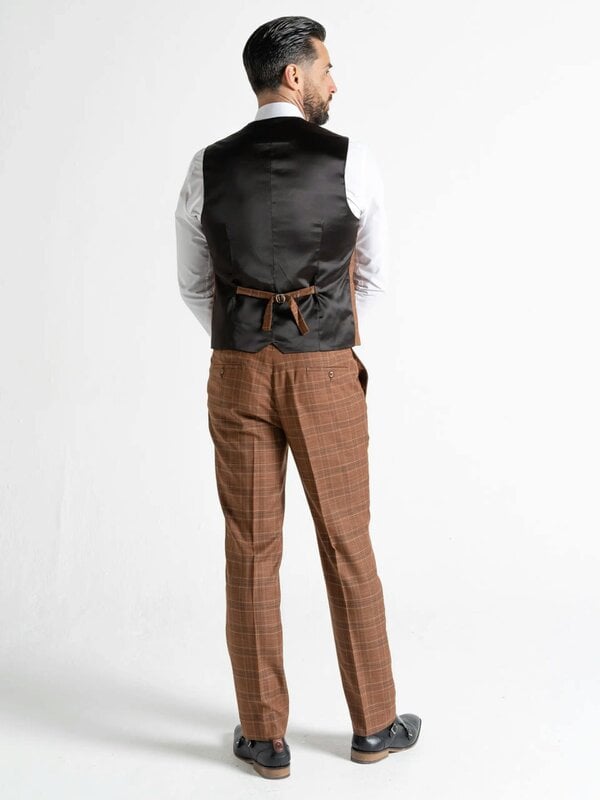 V2 Classic Kensignton Three Piece Suit - Bronze with Light Brown and Blue Checks