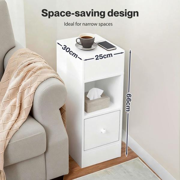 Levede  Bedside Tables Modern Nightstand White Storage Drawer Shelf for Bedroom