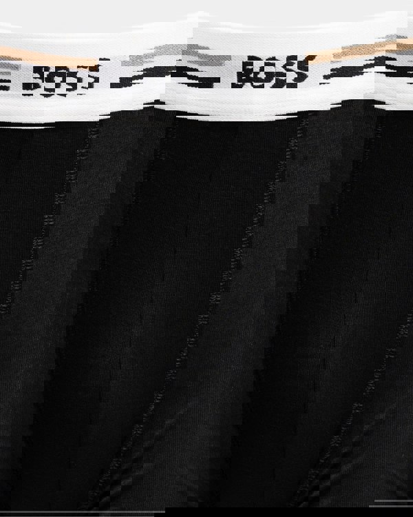 BOSS Orange Revive Mens 3-Pack Soft-Touch Stretch Trunks With Logo Waistbands - Black 001